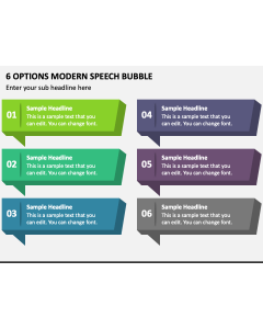 6 Options Modern Speech Bubble PPT Slide 1