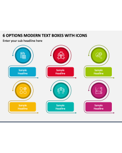 6 Options Modern Text Boxes with Icons PPT Slide 1