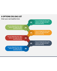 6 Options Zig-Zag List PPT Slide 2