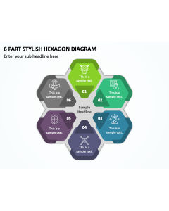 6 Part Stylish Hexagon Diagram PPT Thumbnail