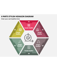 6 Parts Stylish Hexagon Diagram PPT Slide 2
