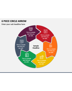 6 Piece Circle Arrow PPT Slide 1