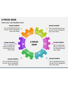 6 Pieces Gear PPT Slide 1