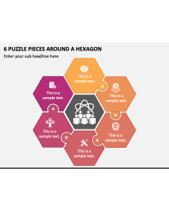 6 Puzzle Pieces around a Hexagon PPT Slide 1