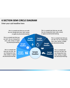 6 Section Semi Circle Diagram PPT Slide 1