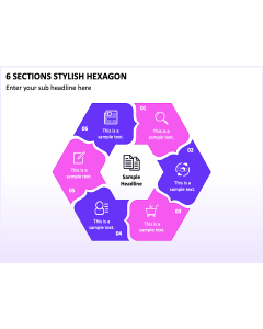 6 Sections Stylish Hexagon PPT Thumbnail