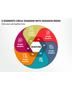 6 Segments Circle Diagram with Hexagon Inside PPT Slide 2