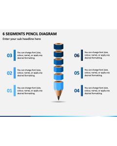 6 Segments Pencil Diagram Slide 1