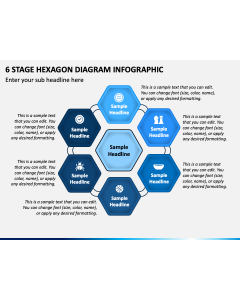 6 Stage Hexagon Diagram Infographic PPT Slide 1