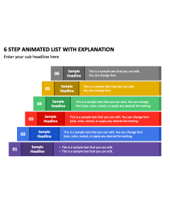 6 Step Animated List with Explanation PPT Thumbnail