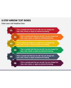 6 Step Arrow Text Boxes PPT Slide 1