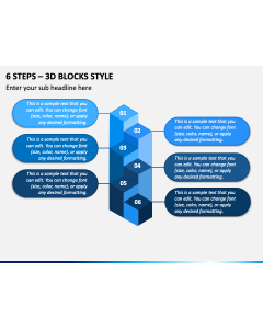6 Steps - 3D Blocks Style PPT Slide 1