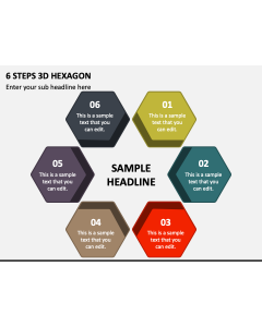6 Steps 3D Hexagon PPT Slide 1