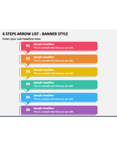 6 Steps Arrow List - Banner Style PPT Slide 1