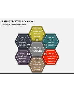 6 Steps Creative Hexagon PPT Slide 1