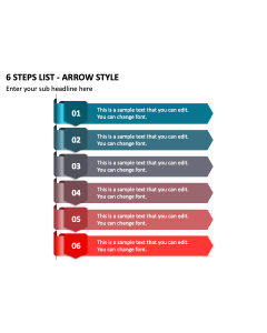 6 Steps List - Arrow Style PPT Slide 2