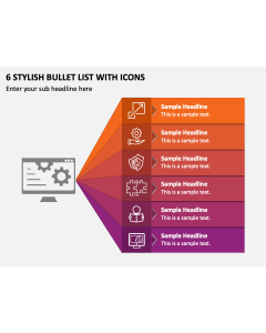6 Stylish Bullet List with Icons PPT Slide 1