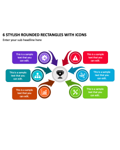 6 Stylish Rounded Rectangles with Icons PPT Thumbnail