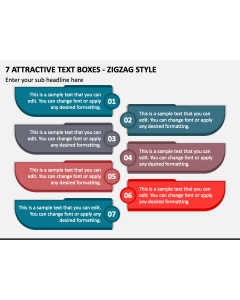 7 Attractive Text Boxes - Zigzag Style PPT Slide 1