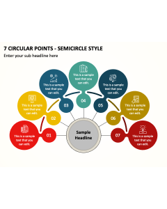7 Circular Points - Semicircle Style PPT Slide 1