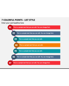 7 Colorful Points - List Style PPT Slide 1