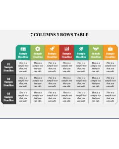 7 Columns 3 Rows Table PPT Slide 1