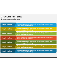7 Features - List Style PPT Slide 1