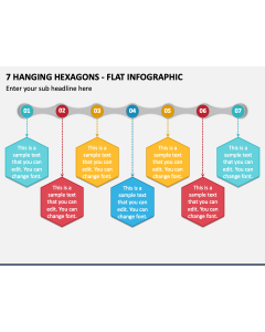 7 Hanging Hexagons - Flat Infographic PPT Slide 1