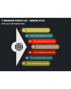 7 Hexagon Points List - Arrow Style PPT Slide 1