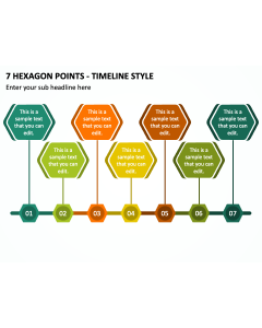 7 Hexagon Points - Timeline Style PPT Slide 1