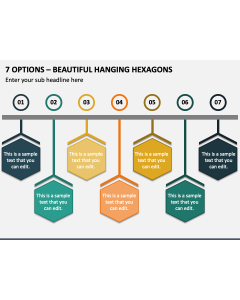 7 Options - Beautiful Hanging Hexagons PPT Slide 1