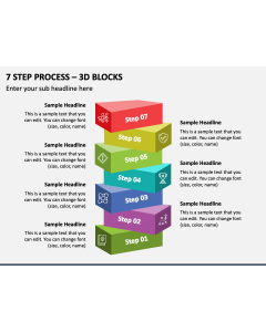 7 Step Process - 3D Blocks PPT Slide 1