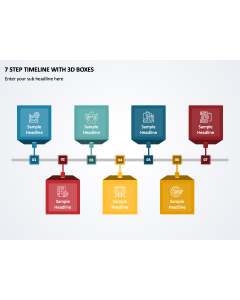 7 Step Timeline with 3D Boxes PPT Thumbnail