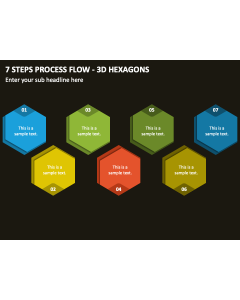 7 Steps Process Flow - 3D Hexagons PPT Thumbnail