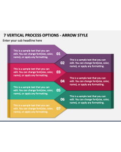 7 Vertical Process Options - Arrow Style PPT Slide 1