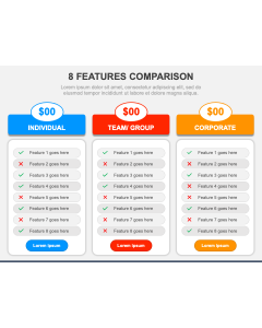 8 Features Comparison PPT Slide 1