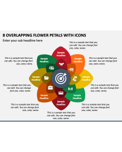 8 Overlapping Flower Petals with Icons PPT Slide 1