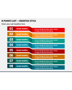 8 Points List - Creative Style PPT Slide 1