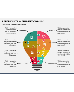 8 Puzzle Pieces - Bulb Infographic PPT Slide 1