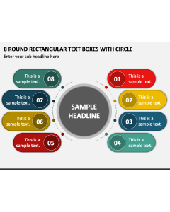 8 Round Rectangular Text Boxes with Circle PPT Slide 1