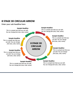 8 Stage 3D Circular Arrow PPT Slide 1