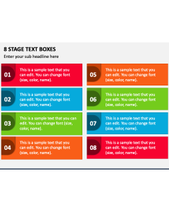 8 Stage Text Boxes PPT Slide 1