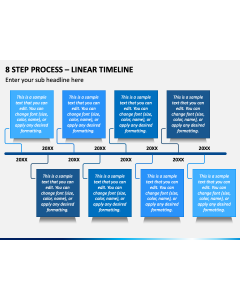 8 Step Process - Linear Timeline PPT Slide 1