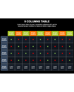 9 Columns Table PPT Slide 1
