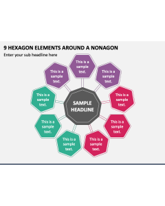 9 Hexagon Elements around a Nonagon PPT Slide 1