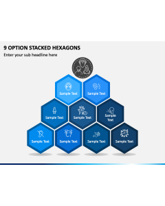 9 Option Stacked Hexagons PPT Slide 1