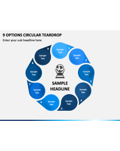 9 Options Circular Teardrop PPT Slide 1