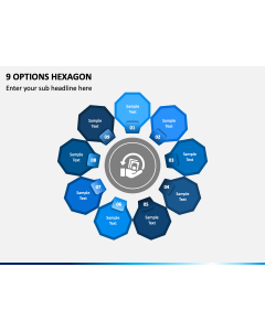 9 Options Hexagon PPT Slide 1