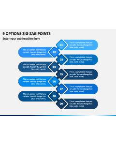 9 Options Zig-Zag Points PPT Slide 1