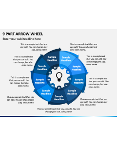 9 Part Arrow Wheel PPT Slide 1
